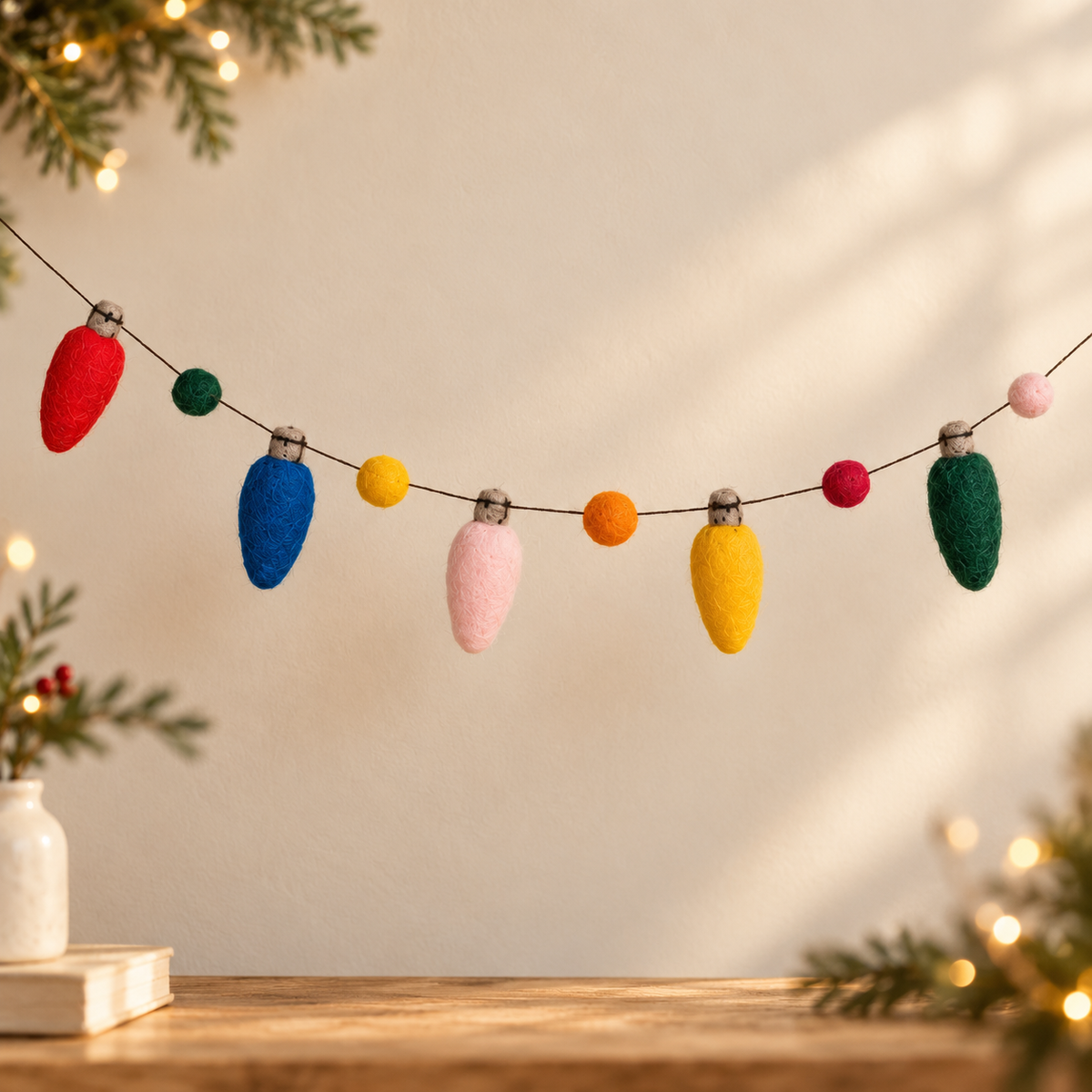 Naaldviltpakket kerstlampjes