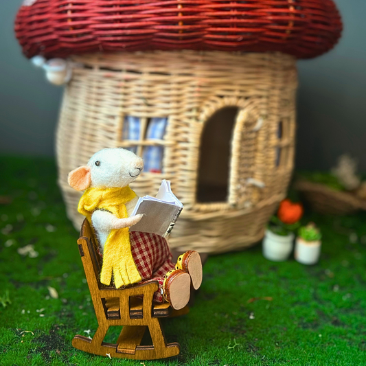 Mini Paddenstoelenhuisje – Rotan Mand voor Viltdiertjes