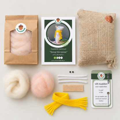 Sunny de muis - naaldvilt starterkit voor beginners - Level beginner