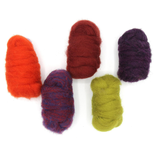 Corriedale gekaarde wol draken tinten: 5 x 25 gram