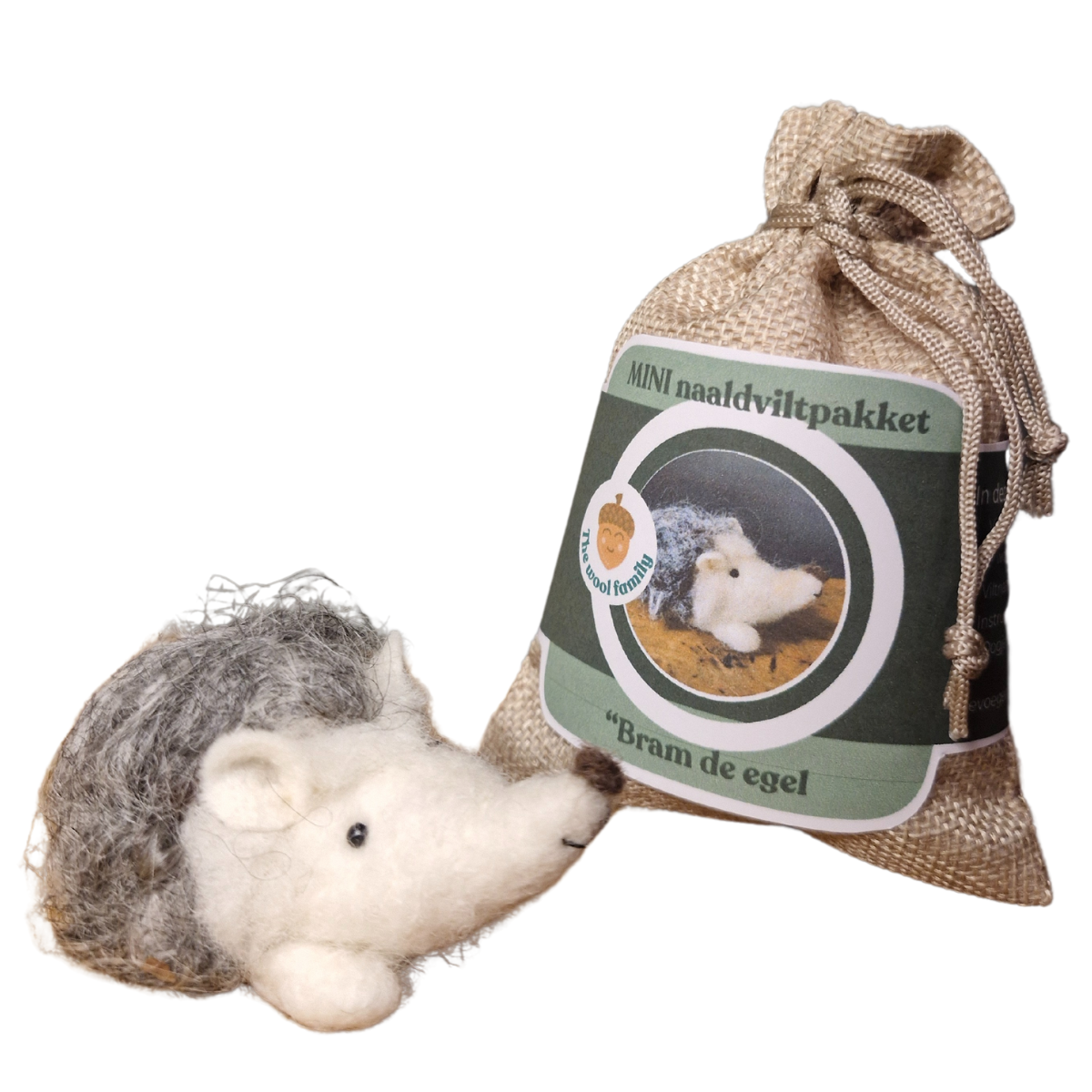 Mini naaldviltpakket Bram de egel – The wool family