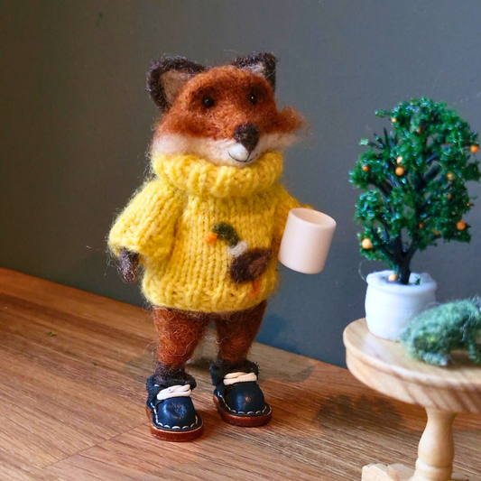 Miniatuur blauwe leren schoentjes met veters