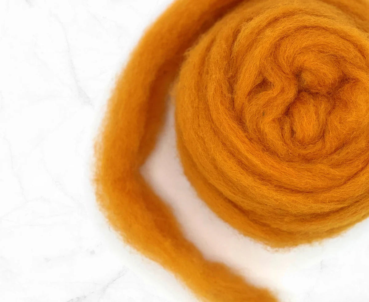 orange carded wool 